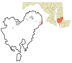 Dorchester County Maryland Incorporated and Unincorporated areas Galestown Highlighted.svg