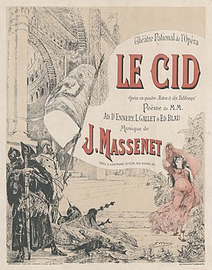 Archivo:Georges Clairin - Poster from the première of Jules Massenet's Le Cid