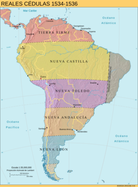 Archivo:Gobernaciones españolas en América del Sur (1534-1536)