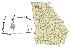 Gordon County Georgia Incorporated and Unincorporated areas Resaca Highlighted.svg
