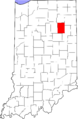 Map of Indiana highlighting Huntington County