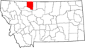 Map of Montana highlighting Toole County
