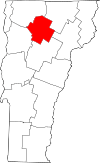 Mapa de Vermont con la ubicación del condado de Lamoille