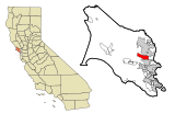 Marin County California Incorporated and Unincorporated areas Lucas Valley-Marinwood Highlighted.svg