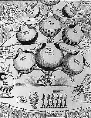 Archivo:Monopoly brothers supported by the little consumer 1912