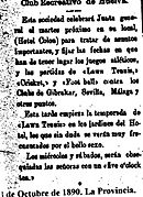 RCRV de Huelva, 4 de octubre de 1890