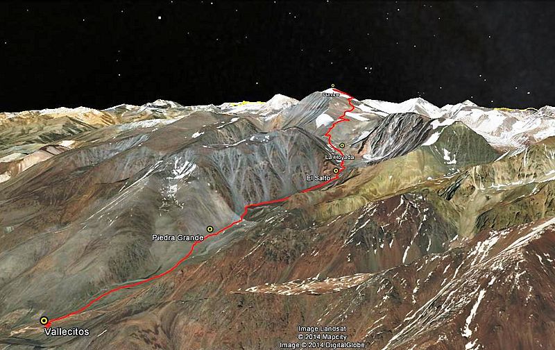 Ruta Normal al cerro El Plata 3D