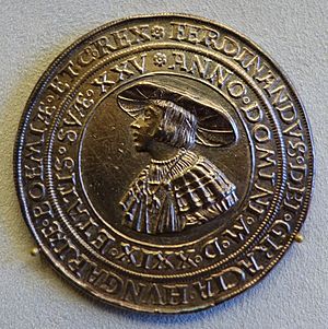 Archivo:Schautaler (medaille), Ferdinand I, Holy Roman Empire, perhaps Annaberg, 1529 - Bode-Museum - DSC02688