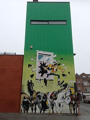 Archivo:Stripmuur Lucky Luke - Centrum De Branding - Middelkerke