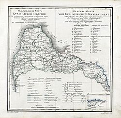 Gubernia rusa de Curlandia (1820) (Frontera con Prusia Oriental desde 1819)