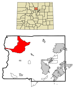 Boulder County Colorado Incorporated and Unincorporated areas Allenspark Highlighted.svg