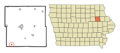 Buchanan County Iowa Incorporated and Unincorporated areas Brandon Highlighted.svg