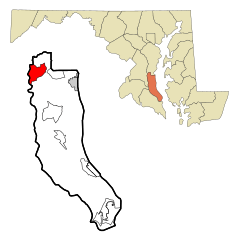 Calvert County Maryland Incorporated and Unincorporated areas Dunkirk Highlighted.svg