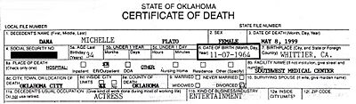 Archivo:Dana Plato's official death certificate