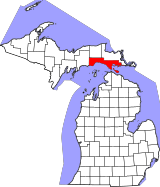 Map of Michigan highlighting Mackinac County.svg