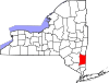 Mapa de Nueva York con la ubicación del condado de Dutchess