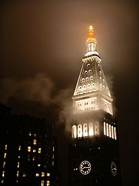 Metropolitan Life Insurance Company Tower at Night with Fog