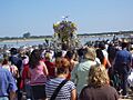 Simpecado de la hermandad de Sanlúcar. Romería de El Rocío, embarque de las hermandades en Sanlúcar hacia IMGP3114
