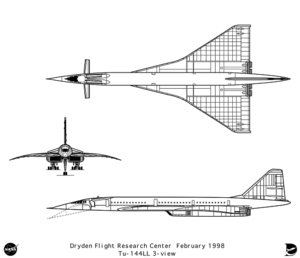 Archivo:Tupolev Tu-144LL 3-view line drawing