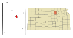 Clay County Kansas Incorporated and Unincorporated areas Clay Center Highlighted.svg
