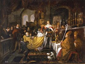 Archivo:Coronación de Alfonso XI y su mujer Doña María en Las Huelgas de Burgos (Real Academia de Bellas Artes de San Fernando)