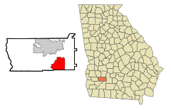 Dougherty County Georgia Incorporated and Unincorporated areas Putney Highlighted.svg