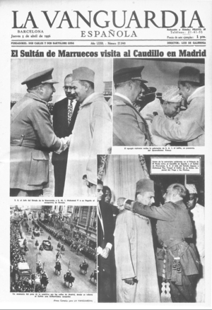 Archivo:El Sultán de Marruecos visita al Caudillo. La Vanguardia, abril de 1956