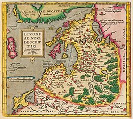 Mapa de la Vieja Livonia, parte del Theatrum Orbis Terrarum de Abraham Ortelius (1573-1598)