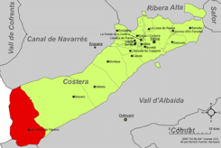 Localización en la comarca de la Costera