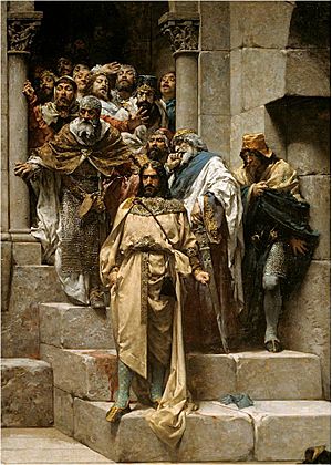 Detalle del cuadro. Los nobles aragoneses contemplan horrorizados la campana de Huesca.
