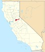 Mapa de California con la ubicación del condado de Amador