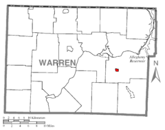 Map of Clarendon, Warren County, Pennsylvania Highlighted.png