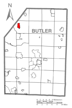 Map of Slippery Rock, Butler County, Pennsylvania Highlighted.png