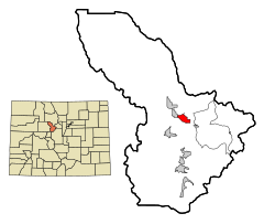 Summit County Colorado Incorporated and Unincorporated areas Dillon Highlighted.svg