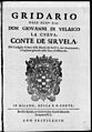 Velasco y de la Cueva, Juan de – Gridario dell'eccellentissimo signor don Giovanni di Velasco La Cueva, 1643 – BEIC 15109215
