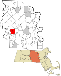 Worcester County Massachusetts incorporated and unincorporated areas North Brookfield highlighted.svg