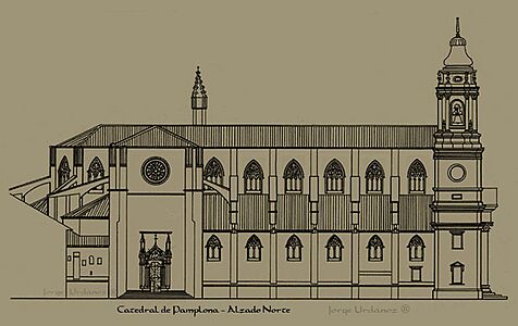 Alzado norte catedral pamplona