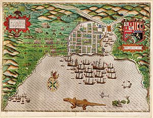 Archivo:Boazio-Sir Francis Drake in Santo Domingo