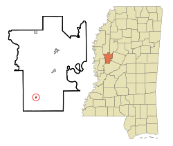 Humphreys County Mississippi Incorporated and Unincorporated areas Louise Highlighted.svg