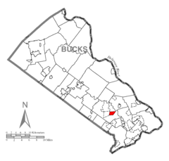 Map of Village Shires, Bucks County, Pennsylvania Highlighted.png