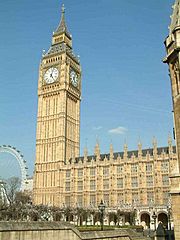 Archivo:Palace of Westminster - Clock Tower and New Palace Yard from the west - 240404