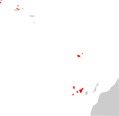 Mapa de distribución de Pipistrellus maderensis en las Islas Canarias y Madeira.