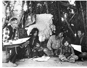 Reverend Smith enumerates Navajo camp 1930.jpg
