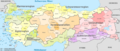 Turkey, administrative divisions (regions+provinces) - de - colored