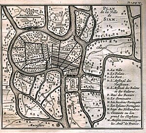 Archivo:Ayutthaya City Map (Siam) by Loubere 1691