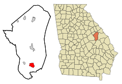 Jefferson County Georgia Incorporated and Unincorporated areas Wadley Highlighted.svg