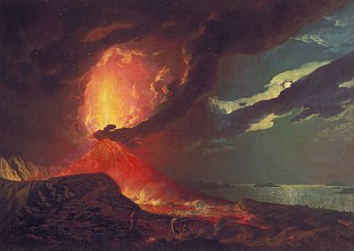 Joseph Wright of Derby - Vesuvius in Eruption, with a View over the Islands in the Bay of Naples - Google Art Project