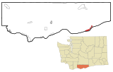 Klickitat County Washington Incorporated and Unincorporated areas Roosevelt Highlighted.svg
