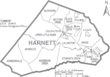 Archivo:Map of Harnett County North Carolina With Municipal and Township Labels