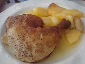 Archivo:Muslo de pollo cocinado al horno